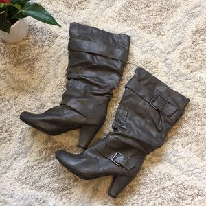 Madden Girl 6.5 gray heeled boots